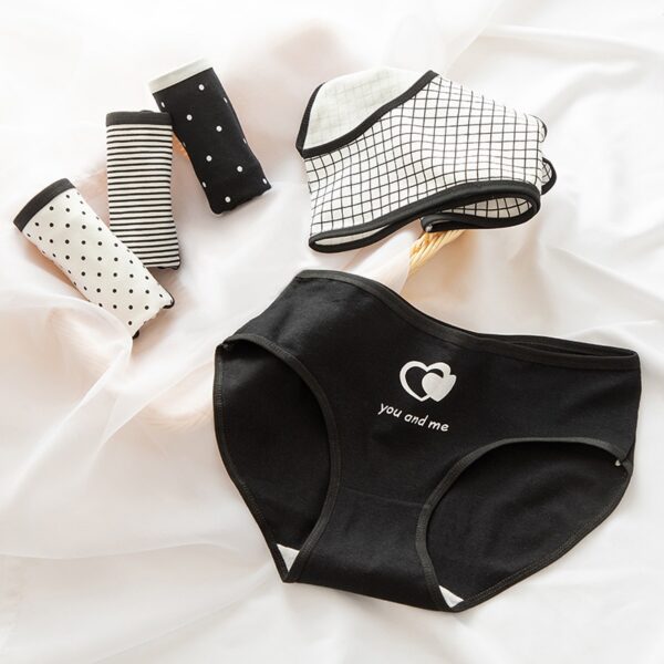 Sexy Schwarz und Weiß Gestreiften Höschen frauen Baumwolle Kleine Blume Punkte Niedliche Höschen Mode Damen Höschen LadiesFloral Unterwäsche