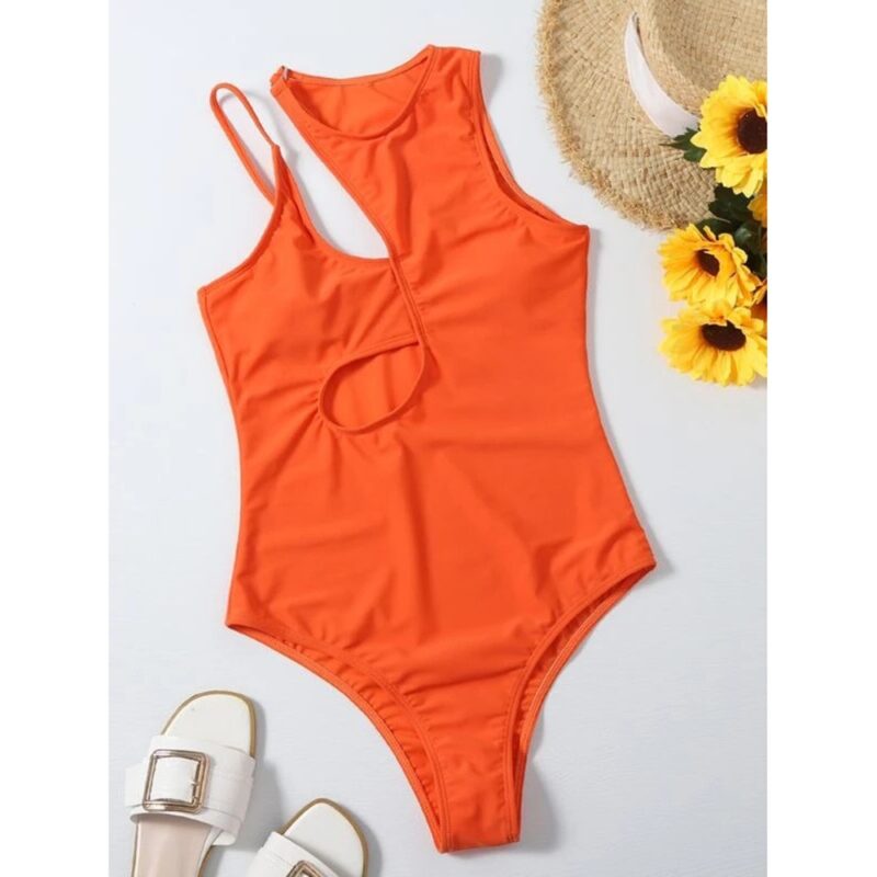 Sexy Solide Ein Stück Badeanzug Frauen 2021 Dame Hohe Bein Cut Tanga Bademode Push-Up Badeanzug Trikinis Monokini Body strand – Bild 5