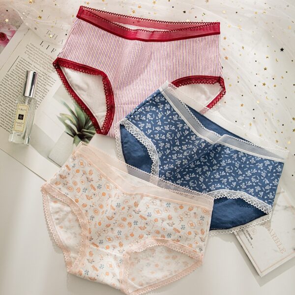 Sexy Wenig Floral frauen Hohe-qualität Mid-taille Atmungsaktiv und Komfortabel Höschen Damen Nette Gedruckt Damen Höschen