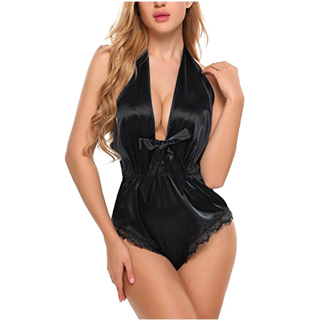 Sexy dessous porno körper unterwäsche Frauen babydoll pyjamas Kleid mini Silk Satin Body Teddy Dessous Nachtwäsche H5 – Bild 5