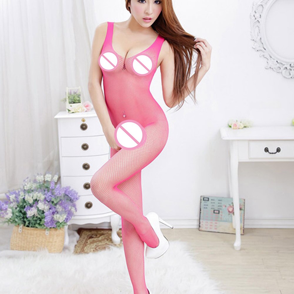 Sexy Öffnen Gabelung Catsuit Fishnet Sheer Mesh-Body Sexy Strumpfhosen Ouvert Mesh Blume Volle Körper Strümpfe – Bild 3