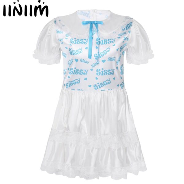 Sissy Mini Kleider Herren Spitze Getrimmt Babydoll Pyjama Erwachsene Baby Crossdresser Dessous Homosexuell Party Kleid Sexy Kostüm für Clubwear