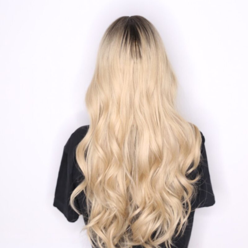 Sivir Ombre Schwarz Braun Synthetische Perücken mit Pony für Schwarze Frau Lange Natürliche Welle Cosplay Hitzebeständige Fibre perücken für frauen – Bild 3