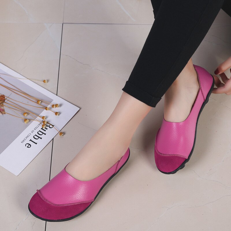 Sommer Frau Weiche Freizeit Wohnungen Leder Schuhe Frau Mokassins Faulenzer Weibliche Casual Driving Schuhe Große Größe 35 ~ 44 – Bild 3