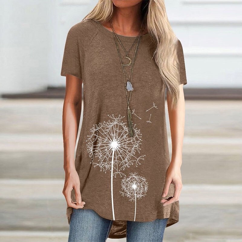 Sommer frauen Mode T-Shirts Gedruckt Plus Größe Rundhals Kurzarm Dame Beiläufige Lose Tops – Bild 3