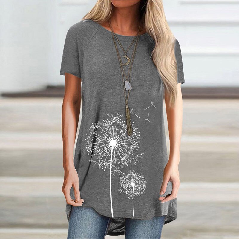 Sommer frauen Mode T-Shirts Gedruckt Plus Größe Rundhals Kurzarm Dame Beiläufige Lose Tops – Bild 5
