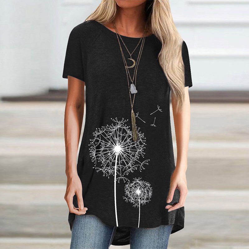 Sommer frauen Mode T-Shirts Gedruckt Plus Größe Rundhals Kurzarm Dame Beiläufige Lose Tops – Bild 6