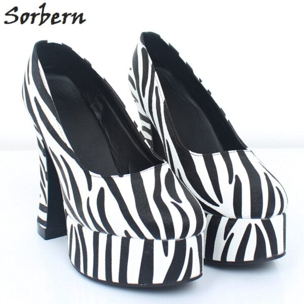 Sorbern Zebra Formale Schuhe Damen Pumpen Frauen Slip Auf Schuhe Fetisch Damen Schuhe Größe 43 Block Ferse Pumpen Frauen Schuhe bunte
