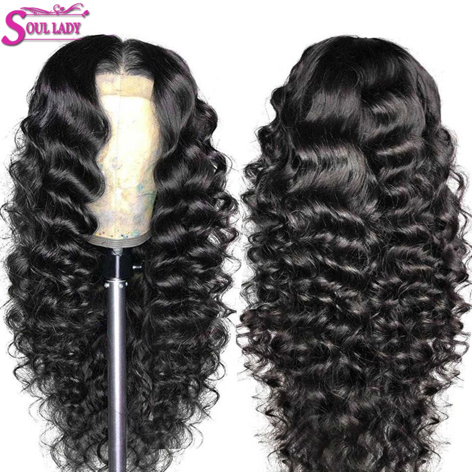 Soullady 30Inch Malaysische Lose Tiefe Welle Perücke 13x4Lace Vorne Perücke Lose Tiefe Welle Menschliches Haar Perücken für Schwarze Frauen 4x4 Verschluss Perücke – Bild 2