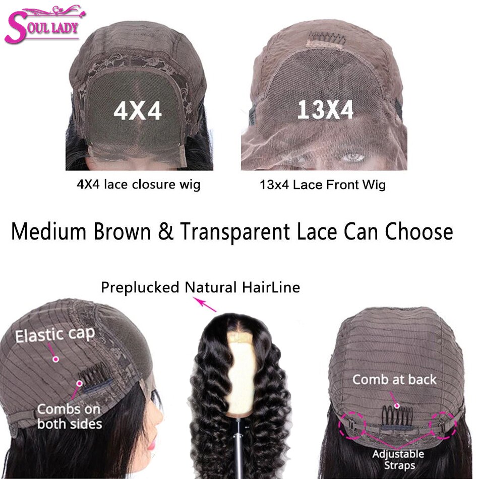 Soullady 30Inch Malaysische Lose Tiefe Welle Perücke 13x4Lace Vorne Perücke Lose Tiefe Welle Menschliches Haar Perücken für Schwarze Frauen 4x4 Verschluss Perücke – Bild 5