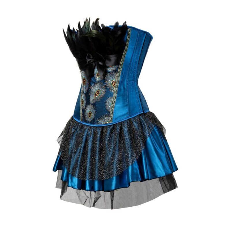 Stickerei Pfau Prinzessin korsett showgirl dance tutu rock Cosplay Federn Bustier bodyshaper anzug Plus Größe S-6XL – Bild 2