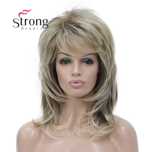 StrongBeauty Lange Shaggy Überlagerte Ombre Blonde Klassische Kappe Volle Synthetische Perücke frauen Perücken FARBE ENTSCHEIDUNGEN