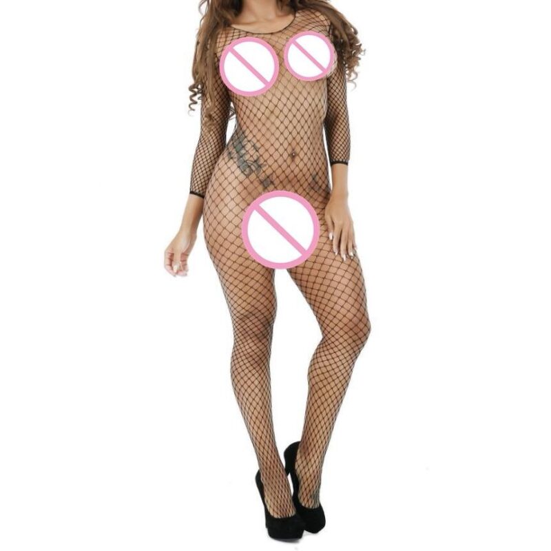 Strumpfhosen Schwarz Womans Strumpfhosen Sexy Fisch Net Sexy Dessous Ouvert Babydoll Bodys Nachtwäsche Rajstopy Kropki ##2A06 – Bild 2
