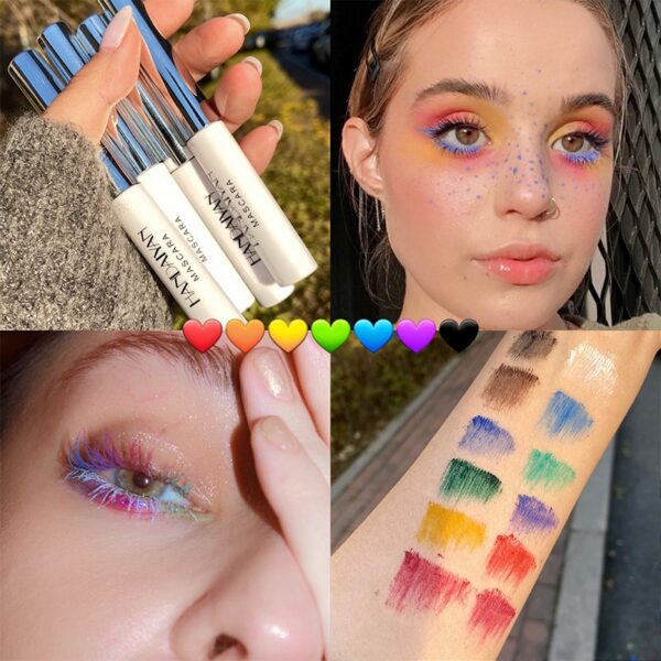 Stunning Farbige Mascara Wasserdicht 4d Seide Fibre Express Mascara Wimpern Extensions Glitter Balck Blau Grün Mascara Cosplay