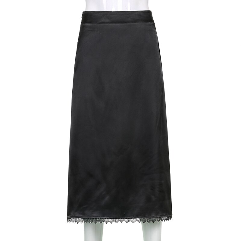 Sweetown Schwarz Goth Ästhetischen Rock Frau Spitze Trim Hohe Taille E Mädchen Midi Röcke Frauen Punk Dark Wissenschaft Y2K Gothic kleidung – Bild 6