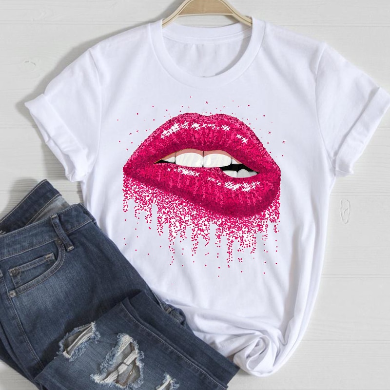 T-shirts Frauen Lip Leopard Liebe Mode 90s Trend 2021 Frühling Sommer Kleidung Grafik T-shirt Top Dame Druck Weibliche T t-Shirt – Bild 4