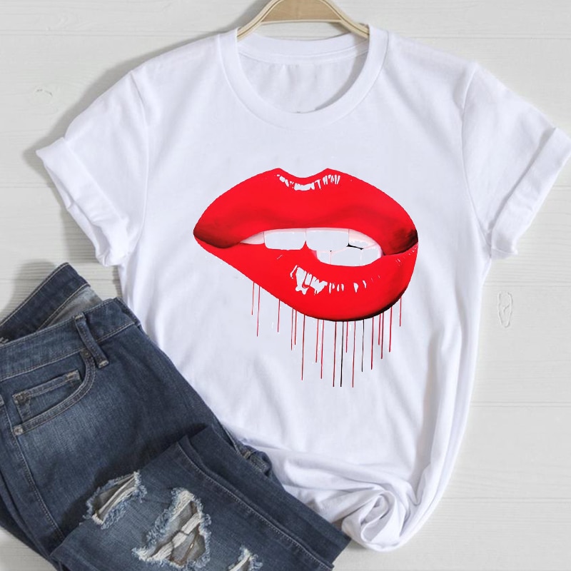 T-shirts Frauen Lip Leopard Liebe Mode 90s Trend 2021 Frühling Sommer Kleidung Grafik T-shirt Top Dame Druck Weibliche T t-Shirt – Bild 6