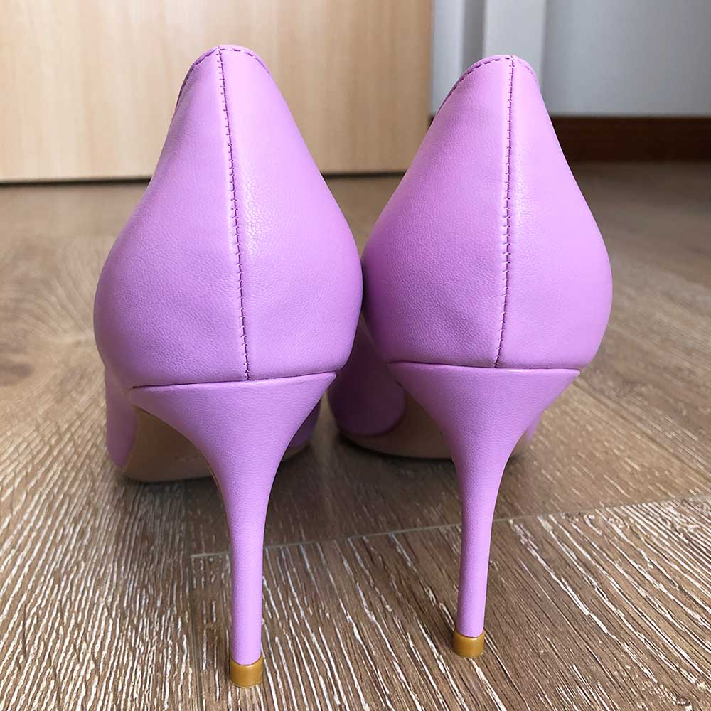 Tikicup Solide Ligh Lila Matte Frauen Stiletto High Heels OL Formales Kleid Pumps Elegante Damen Hochzeit Schuhe Plus Größe 43 44 45 – Bild 4