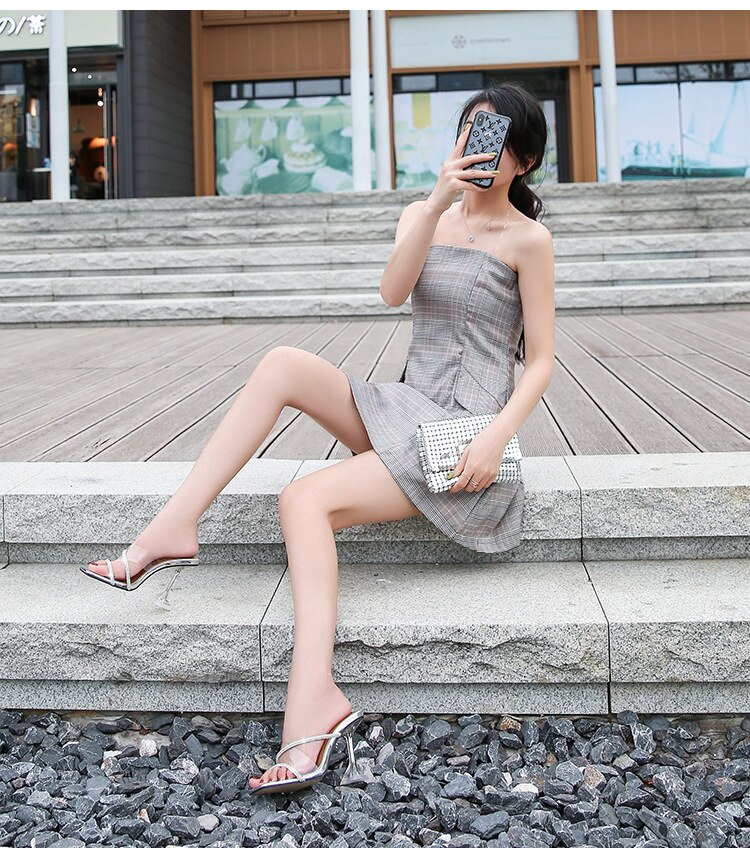 Transparent PVC Hausschuhe Kristall Tasse mit hohen absätzen Sexy Casual Schuhe Plus Größe 35-43 44 45 46 Frauen offene spitze Transparent Hausschuhe – Bild 3