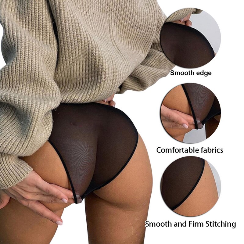 Transparente Spitze Höschen Sehen Durch Mesh Unterwäsche Frau Sexy Nahtlose Briefs Damen Feste Dünne Unterwäsche Low Rise – Bild 6