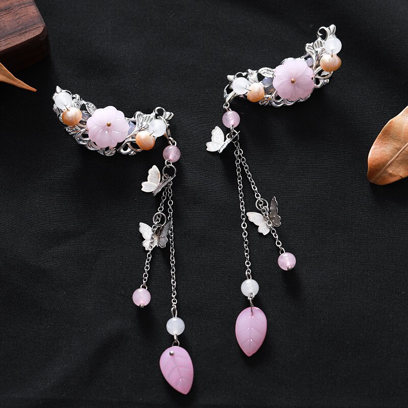 UNGEZÄHMTEN 1pc/2 stücke Der Antike Chinesische Haarnadeln Mädchen Blumen Haar Kamm Clip Quaste Haar Pins Kinder Baby Headwear haar Zubehör – Bild 4