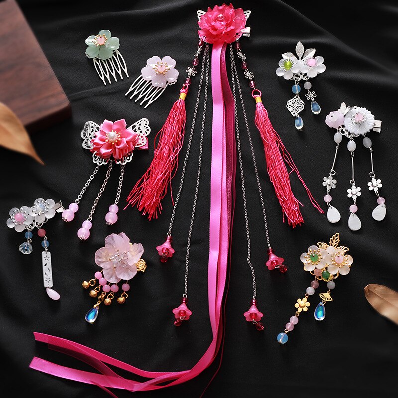UNGEZÄHMTEN 1pc/2 stücke Der Antike Chinesische Haarnadeln Mädchen Blumen Haar Kamm Clip Quaste Haar Pins Kinder Baby Headwear haar Zubehör – Bild 5