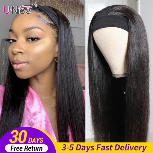 Unice Haar Gerade Stirnband Schal Perücke Glueless Menschliches Haar für African American Frauen Erschwinglichen Stirnband Perücke Anfänger Freundliche