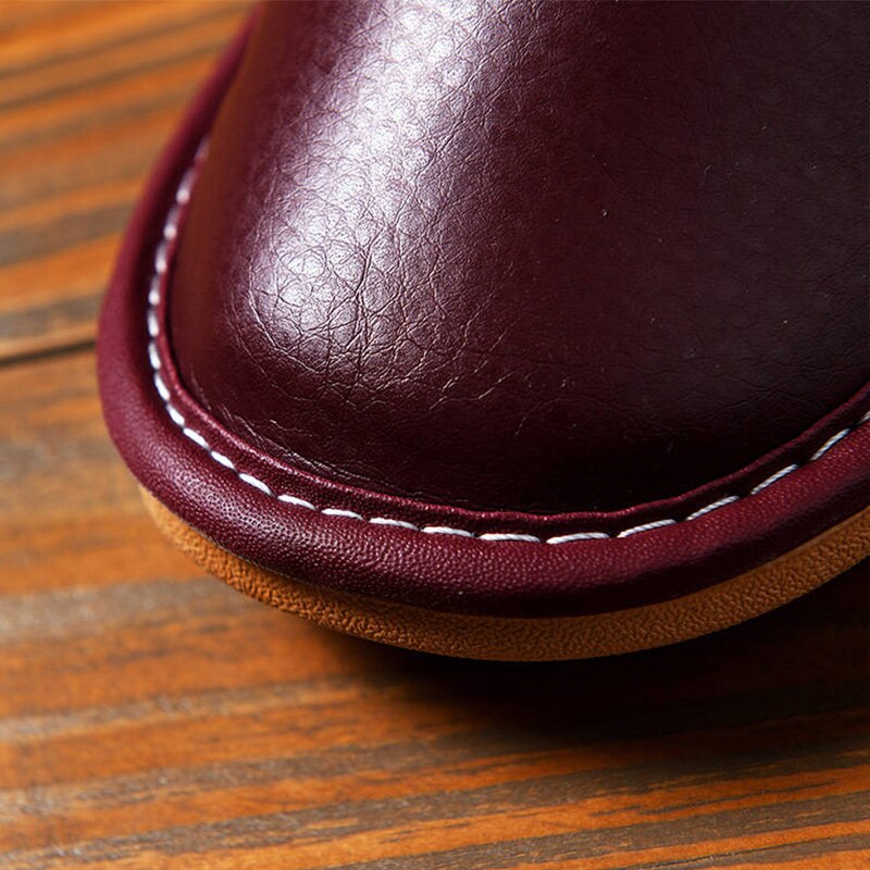Unisex plus größe 43 44 leder hausschuhe hause bequeme schuhe frauen marke klassische hausschuhe 2021 – Bild 3