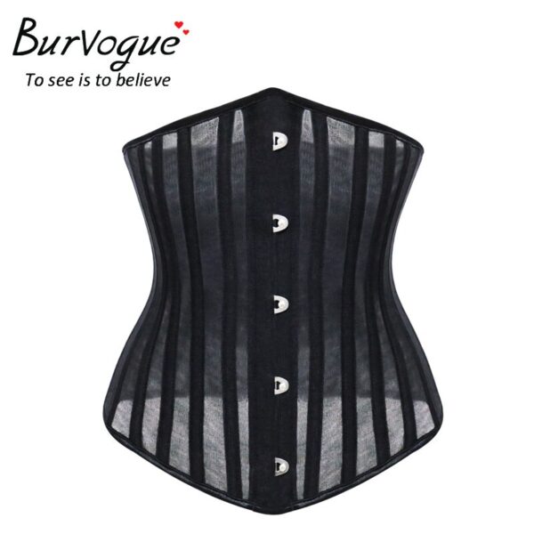 Verkaufs-burvogue Frauen Atmungsaktive 24 Stahl Ohne Knochen Korsett Dünne Mesh Unterbrust Sexy Korsetts & Bustiers für Gewicht Verlust Abnehmen Taille Cincher