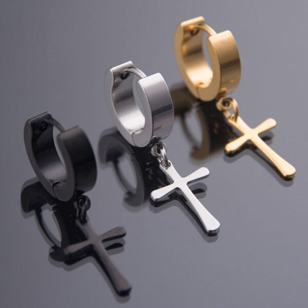 Vintage Modische Kreuz Design Männer Metall Ohr Haken Ohr Stud Non Piercing Clip Ohrringe Gefälschte Ohrringe für Freund Liebhaber