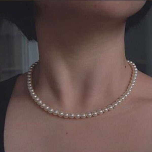 Vintage Stil Einfache 6MM Perle Kette Choker Halskette Für Frauen Hochzeit Liebe Shell Anhänger Halskette Mode Schmuck Großhandel
