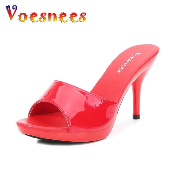 Voesnees Frauen Hausschuhe 2021 Außerhalb High Heels 9 13 15 cm sexy Hohe Plattform Dünne Heels Stiletto Damen Party Schuhe maultiere Rutsche