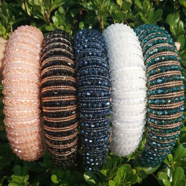 Voller Kristall Luxus Haarschmuck Hair Sparkly Gepolsterte Strass Stirnbänder Kopfschmuck Schwarz Weiß Rosa Frauen Stirnband