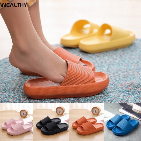 WOHLHABENDE Frauen Verdickt Nicht-slip Hausschuhe Paar Sommer EVA Weiche Sohle Strand Slide Sandalen Casual Indoor Hause Bad Schuhe