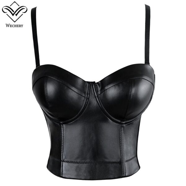 Wechery Frauen Leder Bh Tops Gestellte Gothic Push-Up Corsage Sexy Dessous Korsett Heiße Fashion Club Party Leibchen Plus Größe 6XL