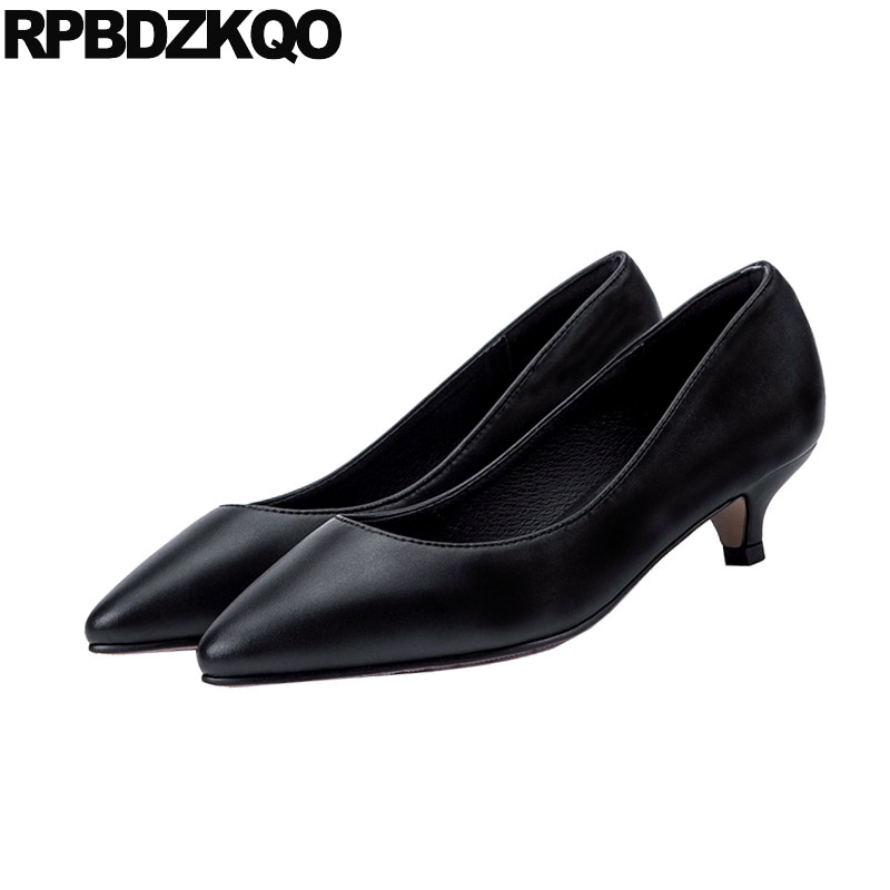 Weibliche 2019 frauen handgemachte größe 33 high heels damen niedrigen schuhe pumpen wein rot große mittel schwarz 10 42 12 44 kätzchen spitz – Bild 2
