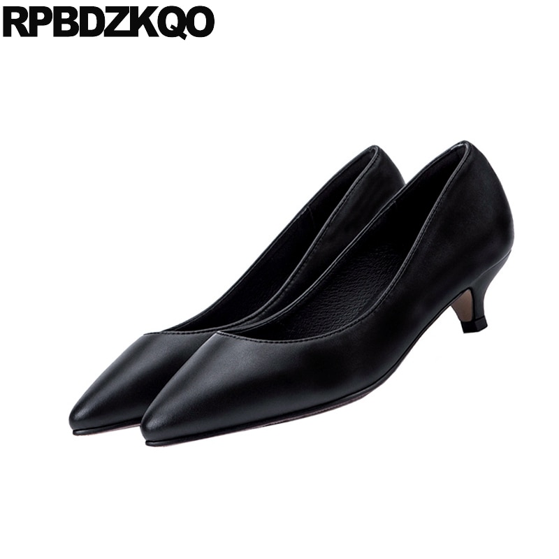 Weibliche 2019 frauen handgemachte größe 33 high heels damen niedrigen schuhe pumpen wein rot große mittel schwarz 10 42 12 44 kätzchen spitz – Bild 3