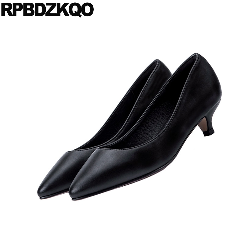 Weibliche 2019 frauen handgemachte größe 33 high heels damen niedrigen schuhe pumpen wein rot große mittel schwarz 10 42 12 44 kätzchen spitz – Bild 4