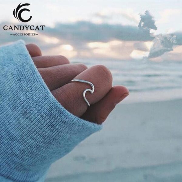 Welle Ring Trendy frauen Ring Bohemian Ringe Für Frauen Hochzeit Ringe Engagement Ringe Party Strand Schmuck Accessori