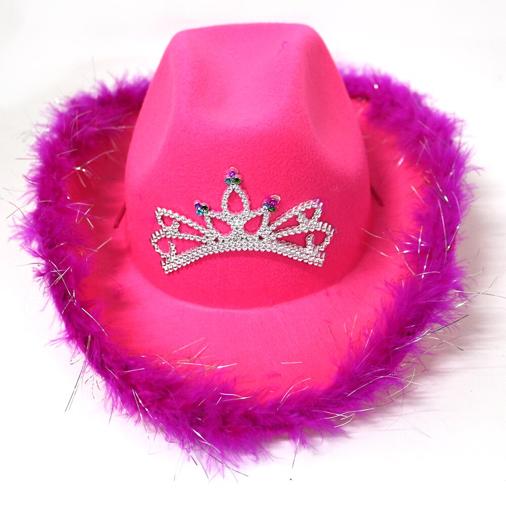 Westlichen Stil Tiara Cowgirl Hut für Frauen Mädchen Rosa Tiara Cowgirl Hut Cowboy Kappe Urlaub Kostüm Party Hut – Bild 6