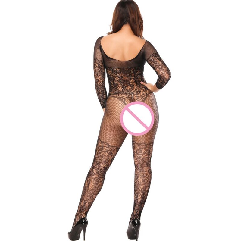 XXXL Schwarz Sexy Bodystockings Frauen-geöffnete Gabelung catsuit Mesh strumpfhosen Dessous Erotische Body Nachtwäsche overall Teddies – Bild 6