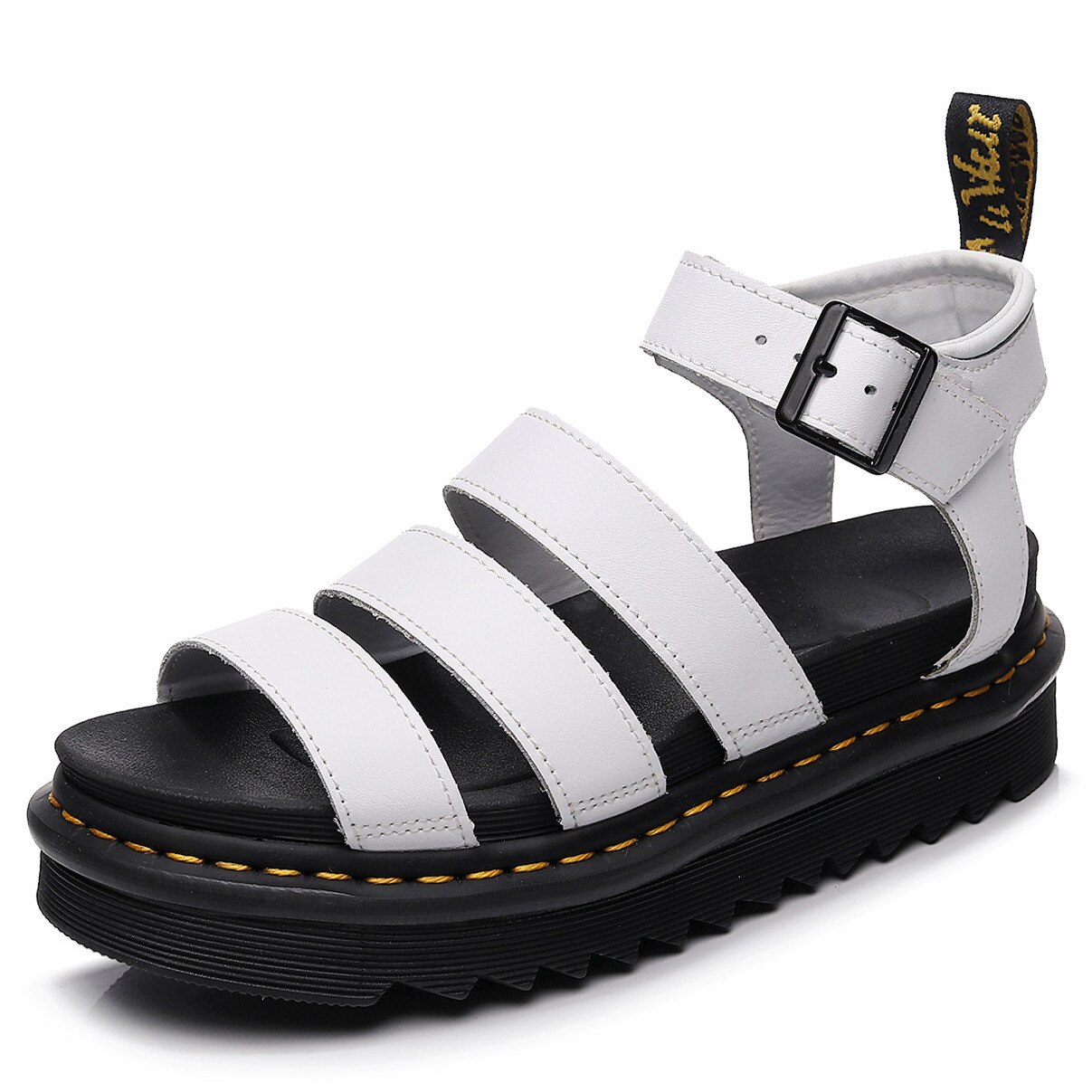 YISHEN 2021 Sommer Martens Schuhe Frau Wohnungen Plattform Sandalen Frauen Weiche Leder Casual Offene spitze Dicken Boden Keile Frauen Schuhe – Bild 4