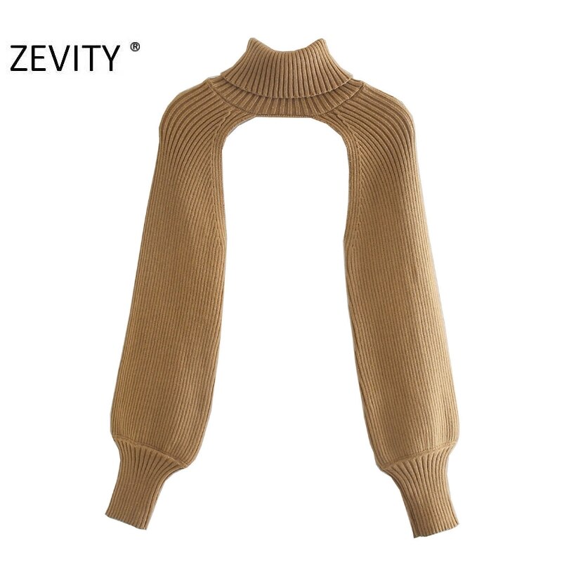 Zevity Neue Frauen Rollkragen Kragen langarm Stricken Pullover Femme Chic design Casual Pullover High Street Damen Tops S434 – Bild 2