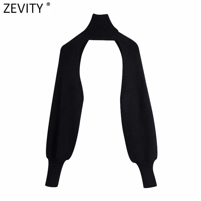 Zevity Neue Frauen Rollkragen Kragen langarm Stricken Pullover Femme Chic design Casual Pullover High Street Damen Tops S434 – Bild 5