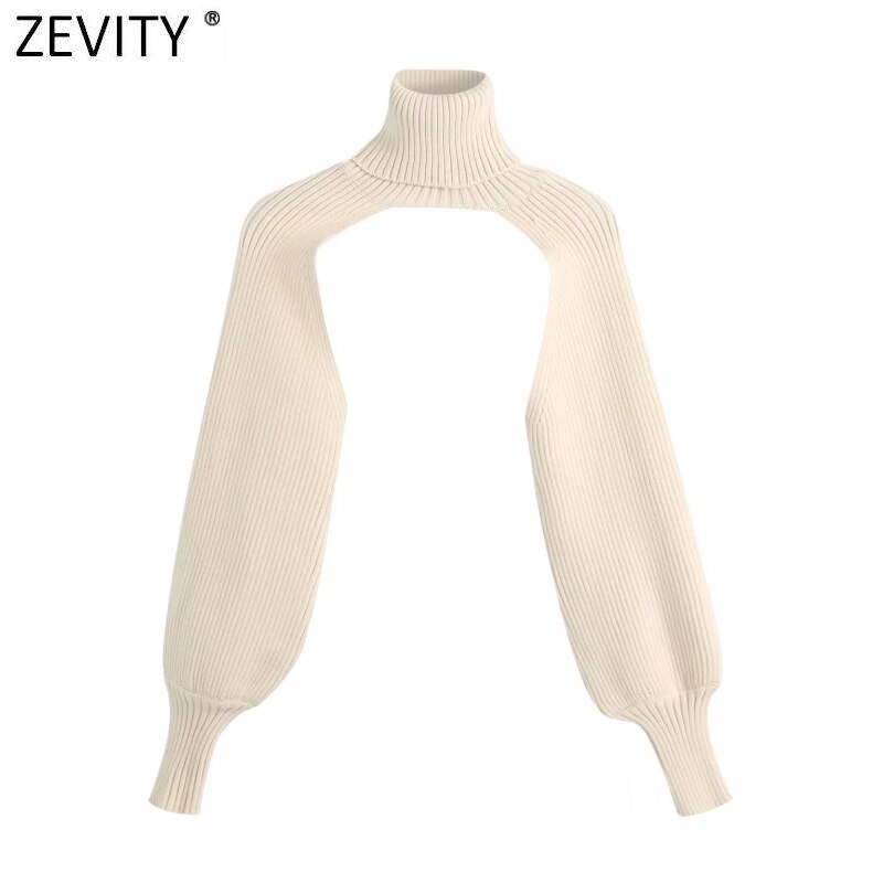Zevity Neue Frauen Rollkragen Kragen langarm Stricken Pullover Femme Chic design Casual Pullover High Street Damen Tops S434 – Bild 6