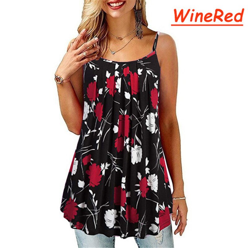 Übergroßen Plus Größe S-6XL Damen Shirt Frauen Sommer Ärmellose Blumen Druck Beiläufige Lose Weibliche t-shirt Tops Straße Tank T hemd – Bild 2
