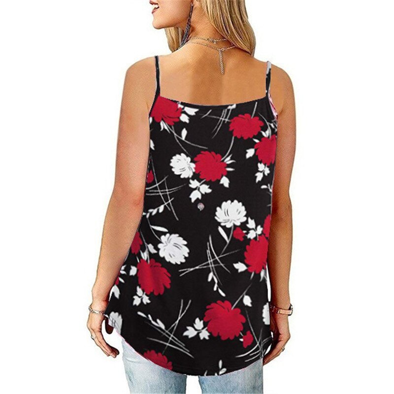 Übergroßen Plus Größe S-6XL Damen Shirt Frauen Sommer Ärmellose Blumen Druck Beiläufige Lose Weibliche t-shirt Tops Straße Tank T hemd – Bild 3