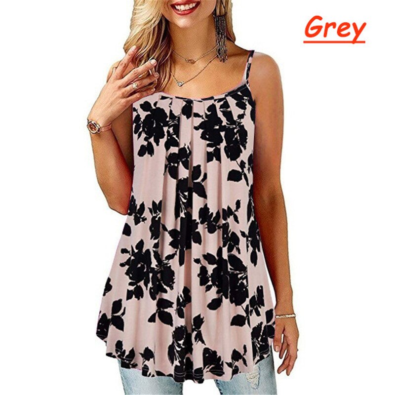 Übergroßen Plus Größe S-6XL Damen Shirt Frauen Sommer Ärmellose Blumen Druck Beiläufige Lose Weibliche t-shirt Tops Straße Tank T hemd – Bild 4