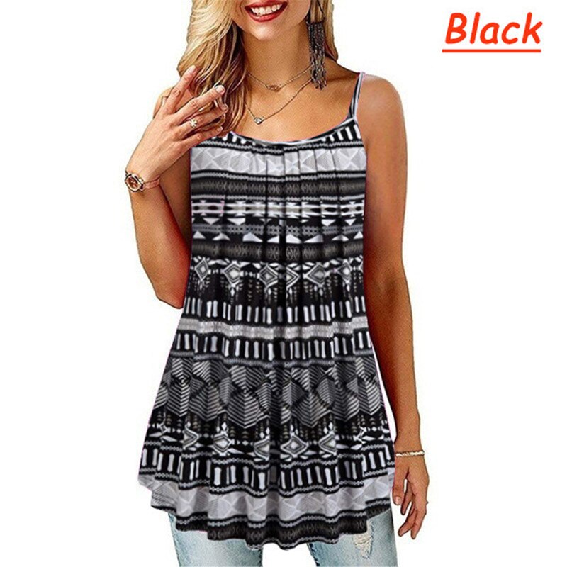 Übergroßen Plus Größe S-6XL Damen Shirt Frauen Sommer Ärmellose Blumen Druck Beiläufige Lose Weibliche t-shirt Tops Straße Tank T hemd – Bild 6