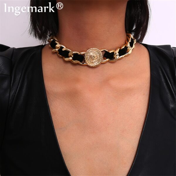 Übertriebene Hip Hop Twist Kette Halskette Frauen Collares Rock Samt Avatar Geprägt Klumpige Choker Halskette Steampunk Männer Schmuck